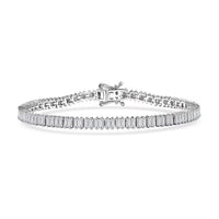 Luxuriant Lab Grown Diamond G-H SI 4.25 ctw Radiance Tennis Bracelet in Rhodium Over Sterling Silver (7.25 In)