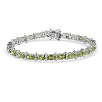 GP Peridot and Multi Gemstone 13.10 ctw Bracelet in Rhodium Over Sterling Silver (7.25 In)