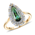Certified & Appraised AAA Santa Rosa Tourmaline and Luxuriant Lab Grown Diamond G-H SI 1.51 ctw Ring in 10K Yellow Gold (Size 6.0) - Sticky add to cart bar
