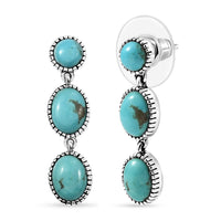 D'Joy Artisan Crafted Tahoe Nevada Turquoise 6.15 ctw Earrings in Sterling Silver