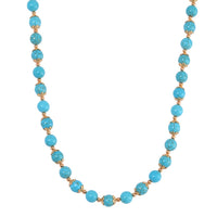 Blue Howlite 230.00 ctw Beaded Necklace with Owl Charm in Goldtone 18 Inches