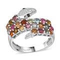 D'Joy Multi-Tourmaline and Multi Gemstone 2.00 ctw Ring in Rhodium Over Sterling Silver (Size 10.0) - Sticky add to cart bar