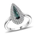 Certified & Appraised Luxoro AAA Monte Belo Indicolite and G-H I2 Diamond 1.24 ctw Ring in 10K White Gold (Size 10.0) - Sticky add to cart bar