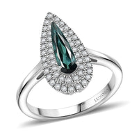Certified & Appraised Luxoro 10K White Gold AAA Monte Belo Indicolite, Diamond (G-H, I2) (0.49 cts) Ring (Size 10.0) 1.24 ctw