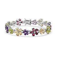 GP Multi Gemstone 22.35 ctw Bracelet in Rhodium Over Sterling Silve (7.25 In)