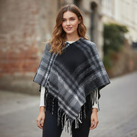 Tamsy Black Shawl with Fringes (27.6"x27.6")