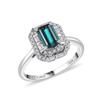 Certified & Appraised Luxoro 10K White Gold AAA Monte Belo Indicolite, Diamond (G-H, I2) (0.32 cts) Ring (Size 10.0) 1.51 ctw