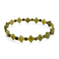 Connemara Marble 29.00 ctw Beaded Irish Clover Stretch Bracelet