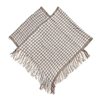 Tamsy Light Gray Poncho with Fringe - One Size Fits Most