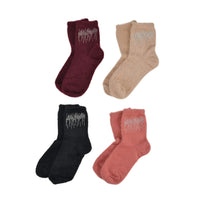 Tamsy Beige Polyester, Crystal Set of 4 Pair Socks