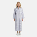 TAMSY-Grey-Sripe Button up Oversized Maxi Shirt Dress - One Size Fits Most - Sticky add to cart bar