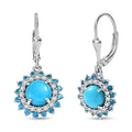 D'Joy Premium Sleeping Beauty Turquoise and Multi Gemstone 3.55 ctw Ocean Bloom Earrings in Rhodium Over Sterling Silver - Sticky add to cart bar