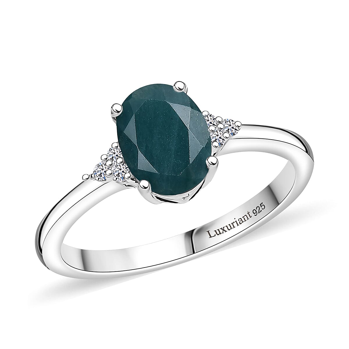 Premium Grandidierite and Luxuriant Lab Grown Diamond G-H SI 1.30 ctw Ring in Rhodium Over Sterling Silver (Size 10.0)