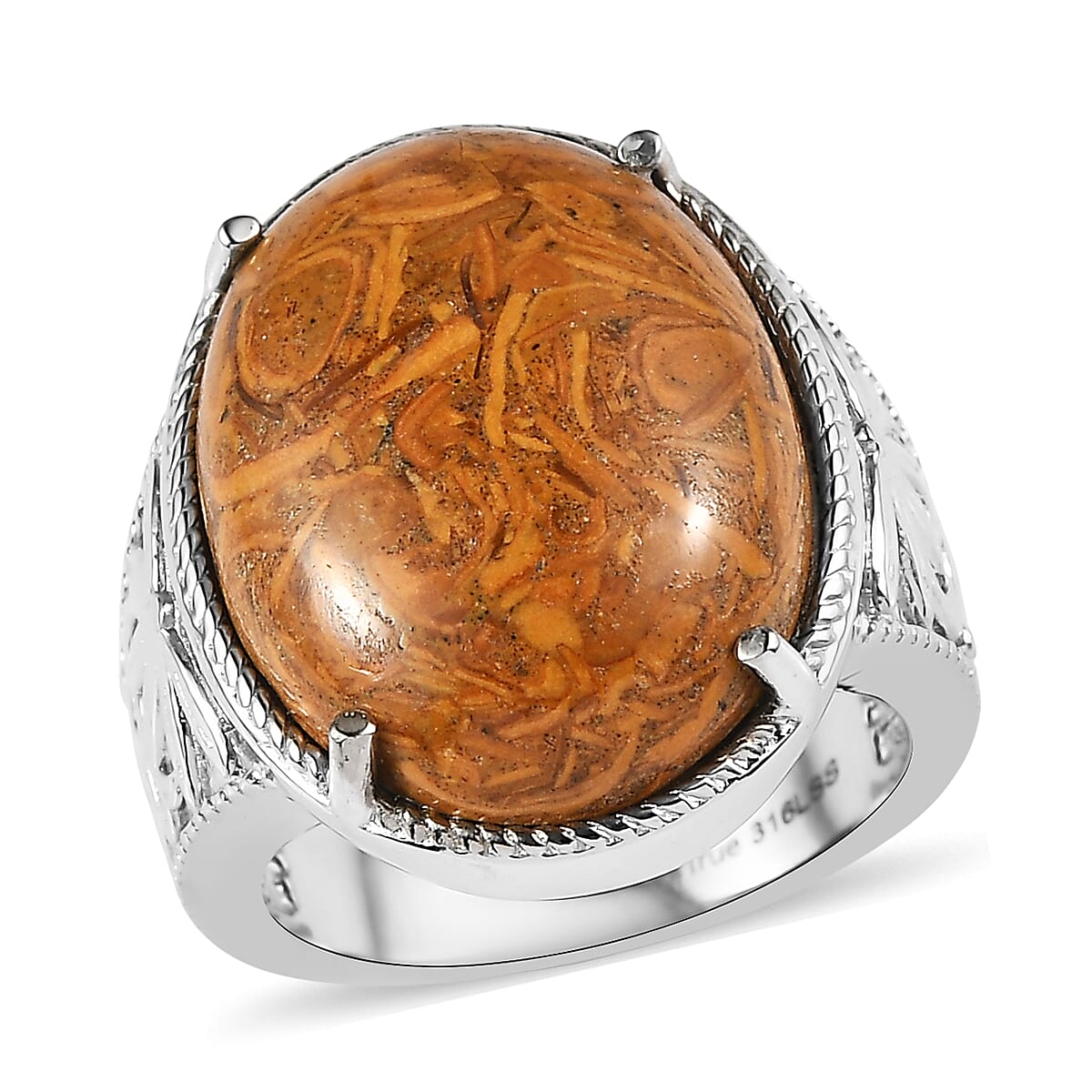 EverTrue Script Stone Solitaire Ring in Stainless Steel (Size 10.0) 18.50 ctw