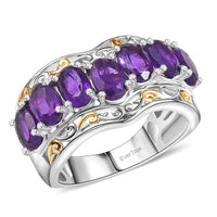 EverTrue African Amethyst Ring in 18K YG Plated and Platinum Bond (Size 10.0) 4.40 ctw