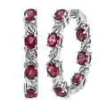 EverTrue Orissa Rhodolite Garnet 6.50 ctw Twilight Leaf Glow Hoop Earrings in Platinum Bond - Sticky add to cart bar