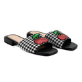 MATERIAL GIRL Black Checkered Fruit Heel Sandal - Size 6 - Sticky add to cart bar