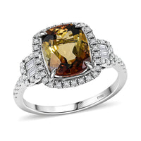 Rhapsody 950 Platinum AAAA Jenipapo Andalusite, Diamond (E-F, VS) (0.63 cts) Ring (Size 5.0) (6.07 g) 4.06 ctw