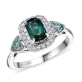 Certified and Appraised Luxoro 10K White Gold AAA Pirineu Lagoon Tourmaline, Paraiba Tourmaline and Diamond (I2) (0.22 cts) Ring (Size 11.5) 1.11 ctw - Sticky add to cart bar