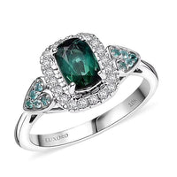 Certified and Appraised Luxoro 10K White Gold AAA Pirineu Lagoon Tourmaline, Paraiba Tourmaline and Diamond (I2) (0.22 cts) Ring (Size 9.5) 1.11 ctw