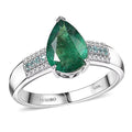 Luxoro AAA Kagem Zambian Emerald, Paraiba Tourmaline and I2 Diamond 2.40 ctw Ring in 10K White Gold (Size 8.0) - Sticky add to cart bar