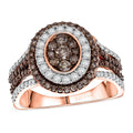 D'Joy Natural Champagne and White Diamond Ring in Rose Gold Over Sterling Silver (Size 10.0) 1.00 ctw - Sticky add to cart bar