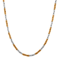 Hammer Circular Link Necklace in ION Plated YG and Stainless Steel 20-22 Inches