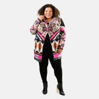 VERTIGO Pink Western Floral Knit Cardigan L