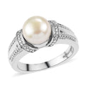 EverTrue Freshwater Pearl Solitaire Ring in Stainless Steel (Size 10.0) - Sticky add to cart bar