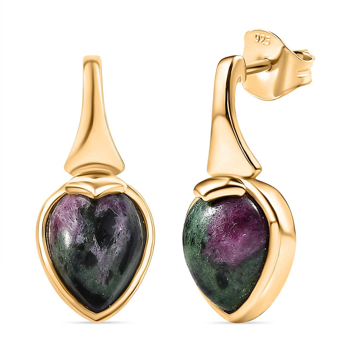 EverTrue Ruby Zoisite 5.10 ctw Earrings in 18K YG Plated