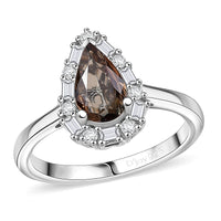 D'Joy Premium Jenipapo Andalusite and Moissanite 2.20 ctw Ring in Rhodium Over Sterling Silver (Size 6.0)