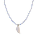 Opalite 110.00 ctw Carved Wing Pendant with Beaded Necklace in Goldtone 18-20 Inches - Sticky add to cart bar
