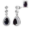 Luxuriant AAA Lab Grown Alexandrite and White Zircon 1.15 ctw Earrings in Rhodium Over Sterling Silver - Sticky add to cart bar