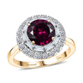 Certified & Appraised 10K Yellow Gold AAA Radiant Ember Garnet, Luxuriant Lab Grown Diamond (G-H, SI) Ring (Size 10.0) 2.93 ctw - Sticky add to cart bar