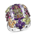 GP Italian Garden Collection Rose De France Amethyst, Multi Gemstone Ring in Rhodium Over Sterling Silver 15.70 ctw (Size 11.0) - Sticky add to cart bar