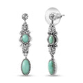 D'Joy Indian Artisan Crafted Tahoe Nevada Turquoise Floral Earrings in Oxidised Sterling Silver 3.00 ctw - Sticky add to cart bar