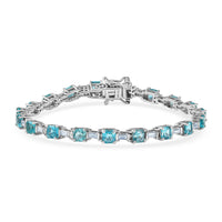 D'Joy Apatite, Moissanite Bracelet in Rhodium Over Sterling Silver (6.50 In) 7.90 ctw