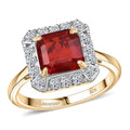 10K Yellow Gold AAA Salamanca Fire Opal, Luxuriant Lab Grown Diamond (G-H, SI) Ring (Size 10.0) 1.85 ctw - Sticky add to cart bar