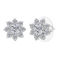 D'Joy Moissanite (Rnd 5mm) Earrings in Rhodium Over Sterling Silver 1.75 ctw