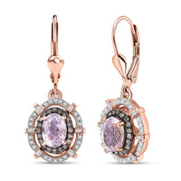 D'Joy Premium Mangoro Aquamarine, Blue Diamond (IR) and Diamond (0.54 cts) Earrings in Rhodium Over Sterling Silver 1.65 ctw