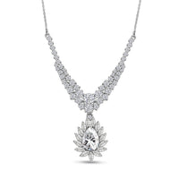 D'Joy Moissanite 4.90 ctw Blooming Lotus Necklace in Rhodium Over Sterling Silver 18-20 Inches