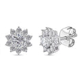 Luxuriant Lab Grown Diamond G-H SI 1.10 ctw Bloom Halo Studs Earrings in Rhodium Over Sterling Silver - Sticky add to cart bar
