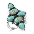 D'Joy Artisan Crafted Premium Royston Turquoise Ring in Black Oxidised Sterling Silver 1.20 (Size 10.0) 5.85 ctw - Sticky add to cart bar