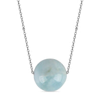 Aquamarine Beaded Necklace (20 Inches) in Stainless Steel 12.00 ctw