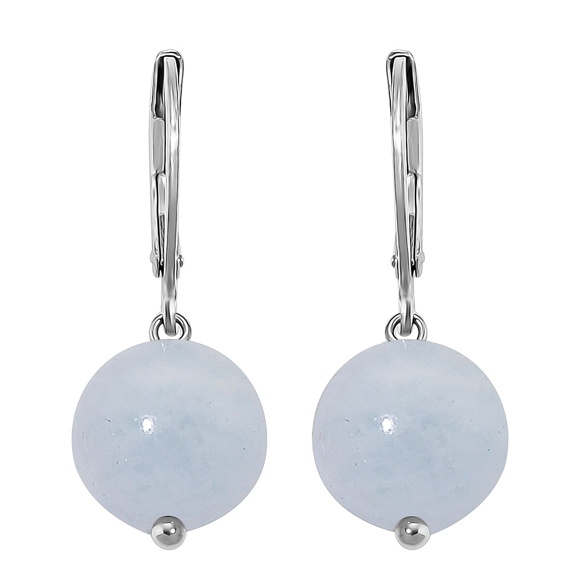 Dainty Aquamarine Beaded Lever Back Earrings in Stainless Steel 15.00 ctw