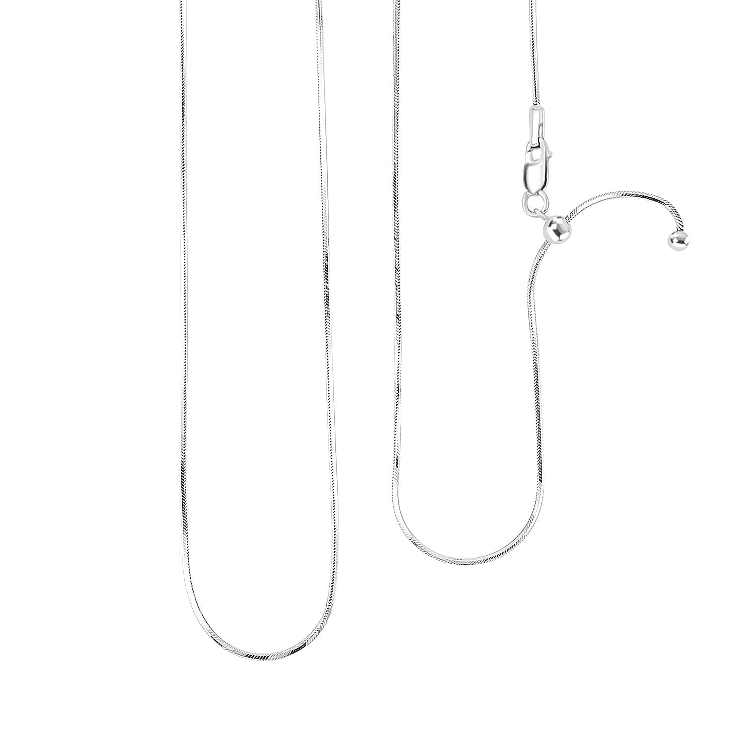 Diamond-cut Snake Chain with Ball Necklace in Rhodium Over Sterling Silver 4.70 Grams 24 Inches
