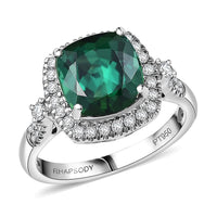 Certified & Appraised Rhapsody 950 Platinum AAAA Santa Rosa Tourmaline, Diamond (E-F, VS) (0.33 cts) Ring (Size 9.0) (6.55 g) 3.77 ctw