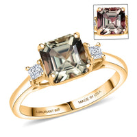 AAA Turkizite, Luxuriant Lab Grown Diamond (G-H, SI) (0.22 cts) Ring in 18K Vermeil YG Over Sterling Silver (Size 10.0) 2.15 ctw