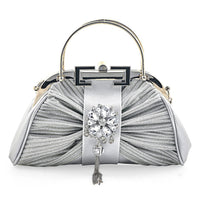 La Marey Silver Faux Leather Clutch Crossbody Bag