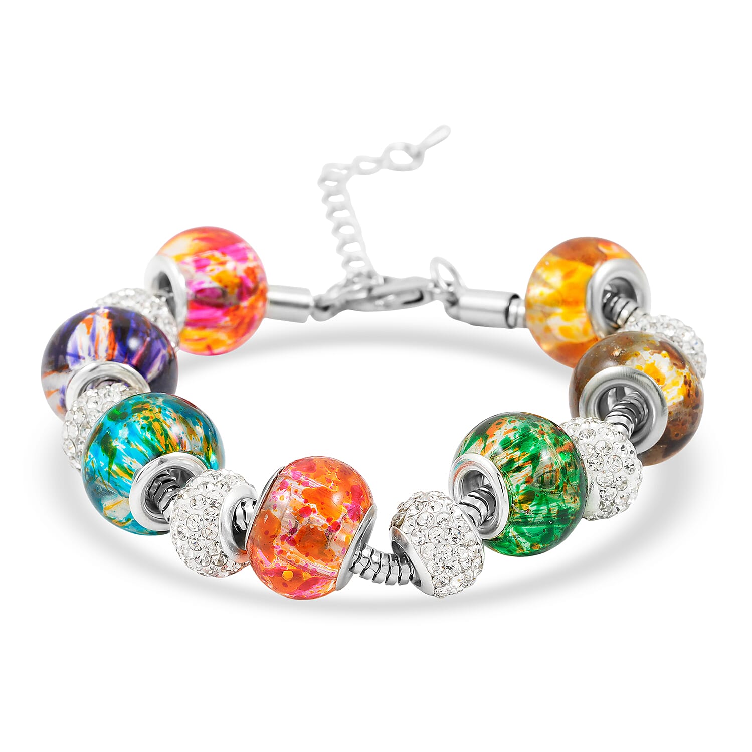 Simulated Diamond Bracelet in Silvertone (7.50-9.50In)
